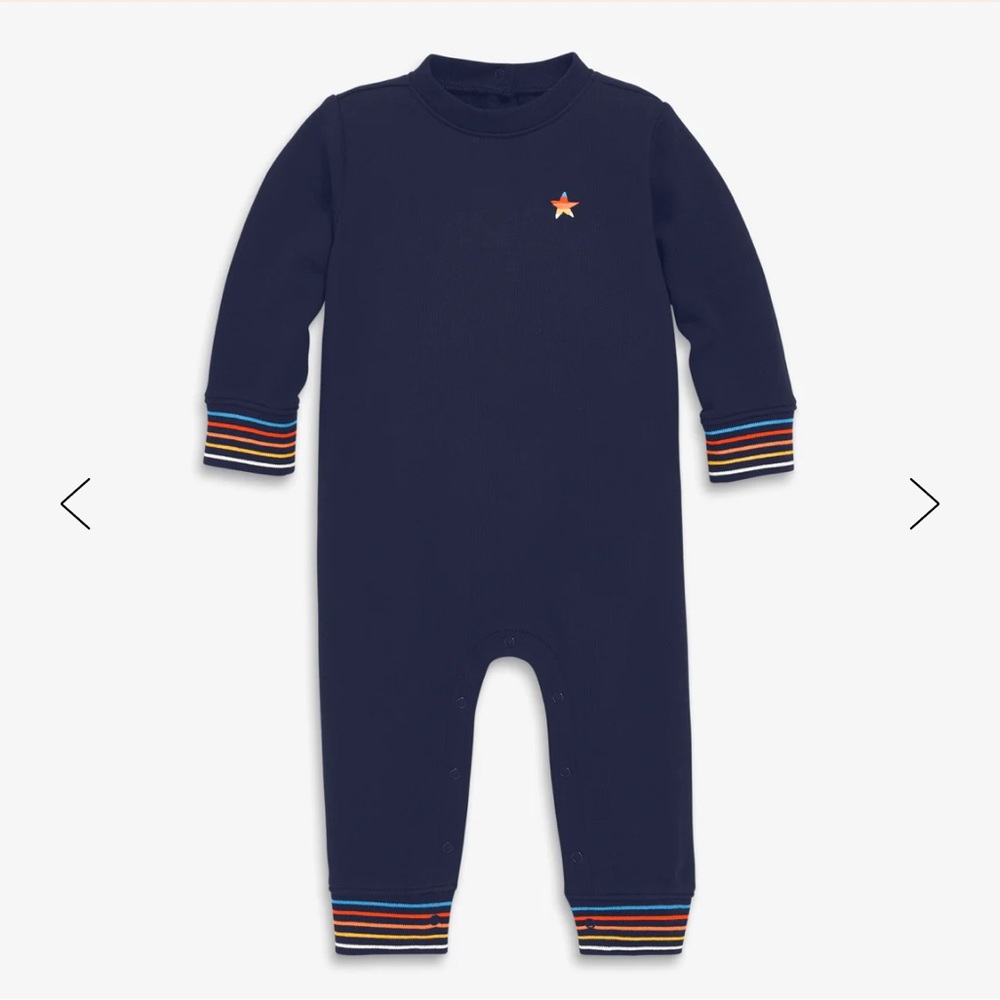 Primary (6-12 months) Baby embroidered stripe trim sweatshirt romper